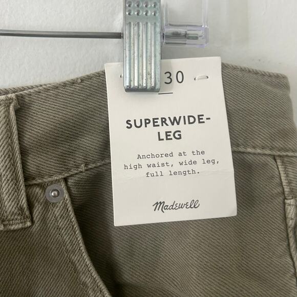 Madewell Women's Superwide Leg Airy Denim Drawstring Jeans Green 30 New - Picture 9 of 11